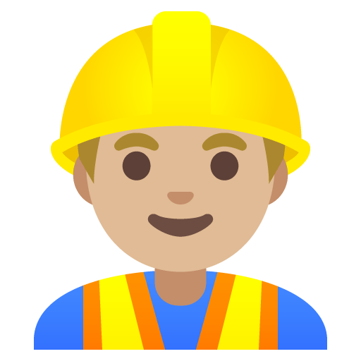 Google design of the man construction worker: medium-light skin tone emoji verson:Noto Color Emoji 15.0