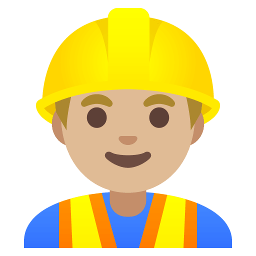 Google design of the man construction worker: medium-light skin tone emoji verson:Noto Color Emoji 15.0