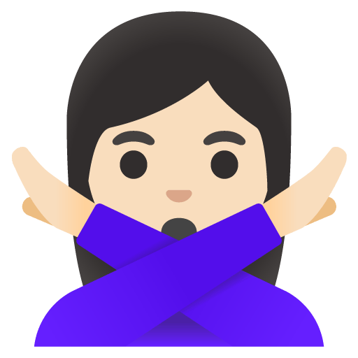 Google design of the woman gesturing NO: light skin tone emoji verson:Noto Color Emoji 15.0