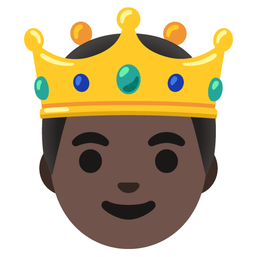 Google design of the prince: dark skin tone emoji verson:Noto Color Emoji 15.0