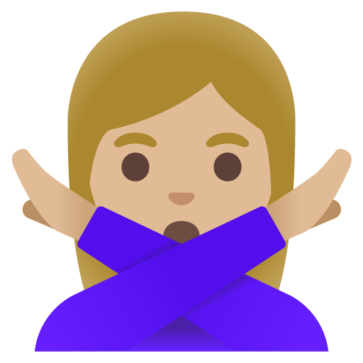 Google design of the woman gesturing NO: medium-light skin tone emoji verson:Noto Color Emoji 15.0