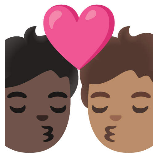 Google design of the kiss: person person dark skin tone medium skin tone emoji verson:Noto Color Emoji 15.0