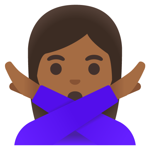 Google design of the woman gesturing NO: medium-dark skin tone emoji verson:Noto Color Emoji 15.0