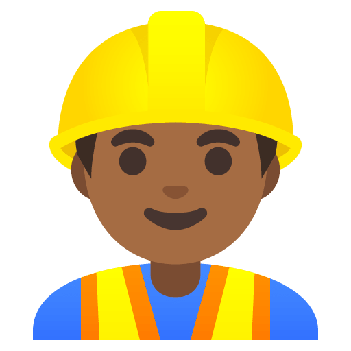 Google design of the man construction worker: medium-dark skin tone emoji verson:Noto Color Emoji 15.0