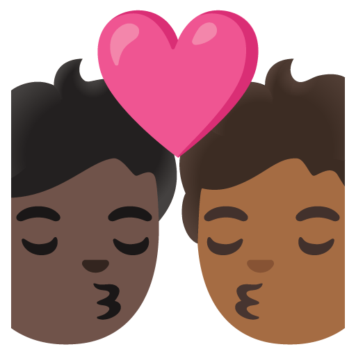 Google design of the kiss: person person dark skin tone medium-dark skin tone emoji verson:Noto Color Emoji 15.0