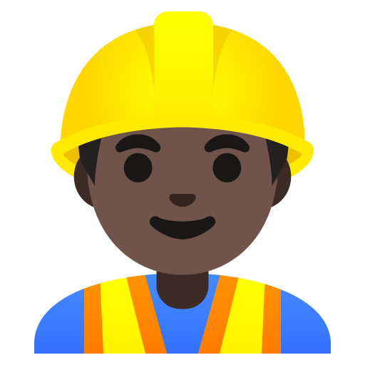 Google design of the man construction worker: dark skin tone emoji verson:Noto Color Emoji 15.0