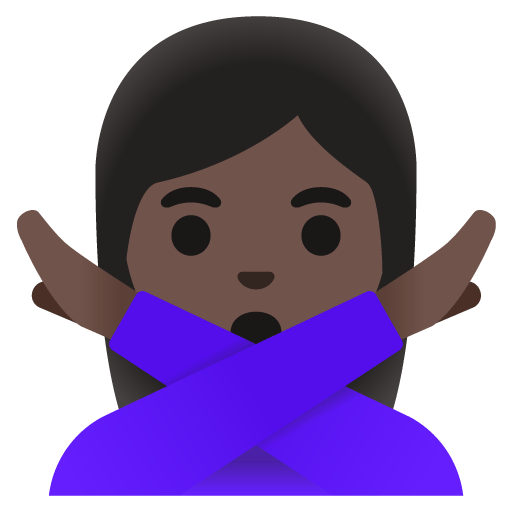 Google design of the woman gesturing NO: dark skin tone emoji verson:Noto Color Emoji 15.0