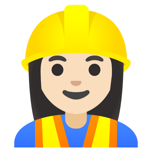 Google design of the woman construction worker: light skin tone emoji verson:Noto Color Emoji 15.0