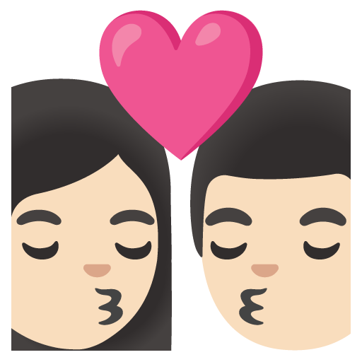 Google design of the kiss: woman man light skin tone emoji verson:Noto Color Emoji 15.0