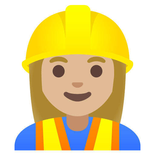 Google design of the woman construction worker: medium-light skin tone emoji verson:Noto Color Emoji 15.0