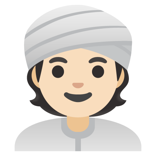Google design of the person wearing turban: light skin tone emoji verson:Noto Color Emoji 15.0