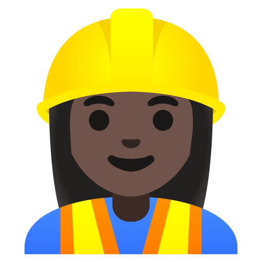 Google design of the woman construction worker: dark skin tone emoji verson:Noto Color Emoji 15.0