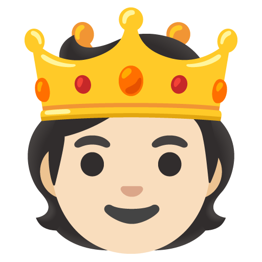 Google design of the person with crown: light skin tone emoji verson:Noto Color Emoji 15.0