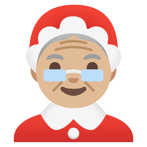 Google design of the Mrs. Claus: medium-light skin tone emoji verson:Noto Color Emoji 15.0