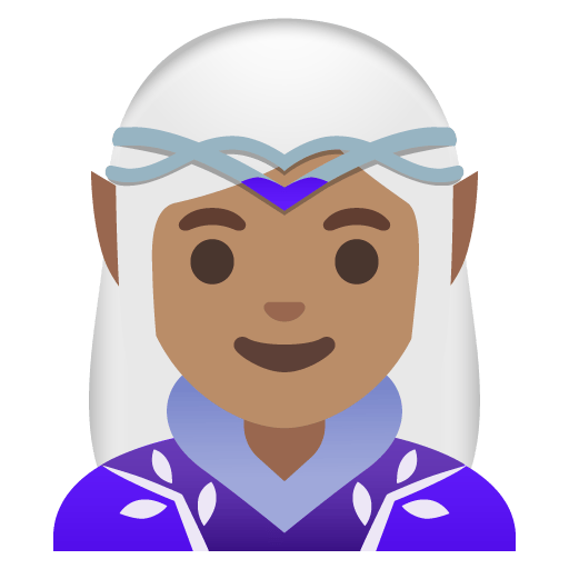 Google design of the woman elf: medium skin tone emoji verson:Noto Color Emoji 15.0