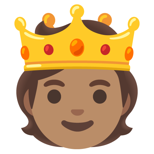 Google design of the person with crown: medium skin tone emoji verson:Noto Color Emoji 15.0