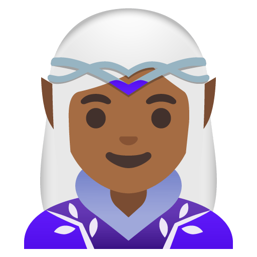 Google design of the woman elf: medium-dark skin tone emoji verson:Noto Color Emoji 15.0
