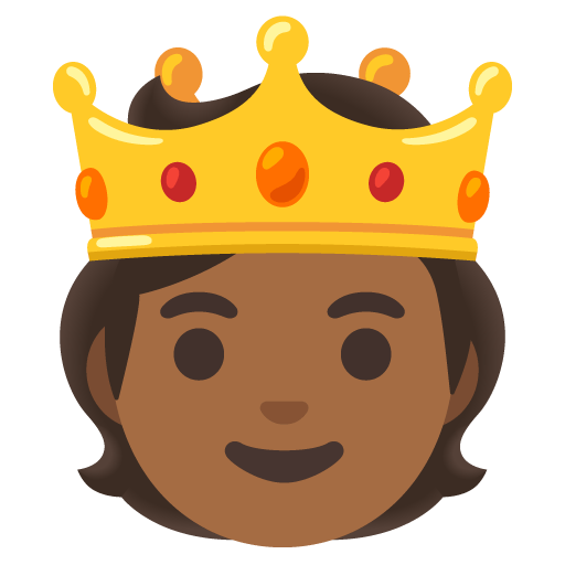 Google design of the person with crown: medium-dark skin tone emoji verson:Noto Color Emoji 15.0