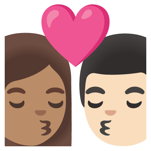 Google design of the kiss: woman man medium skin tone light skin tone emoji verson:Noto Color Emoji 15.0