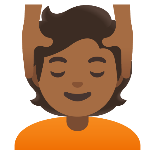 Google design of the person getting massage: medium-dark skin tone emoji verson:Noto Color Emoji 15.0