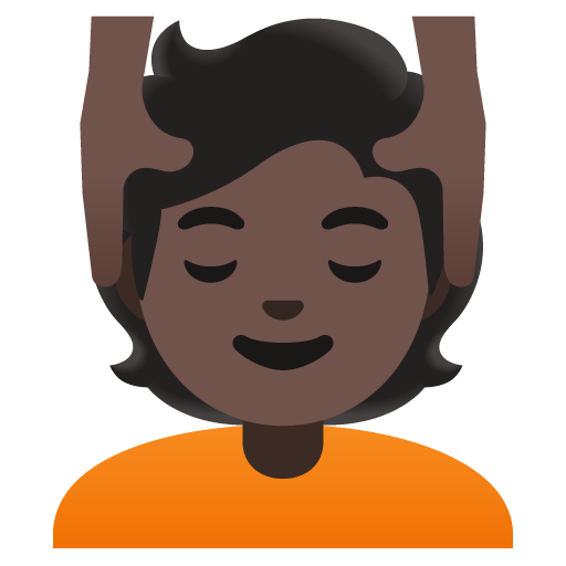 Google design of the person getting massage: dark skin tone emoji verson:Noto Color Emoji 15.0