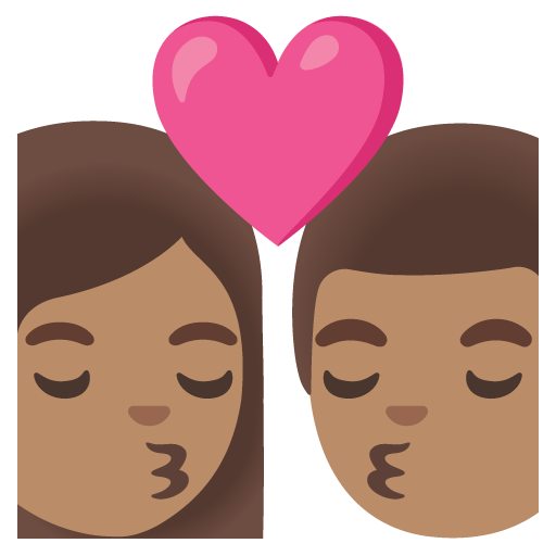 Google design of the kiss: woman man medium skin tone emoji verson:Noto Color Emoji 15.0