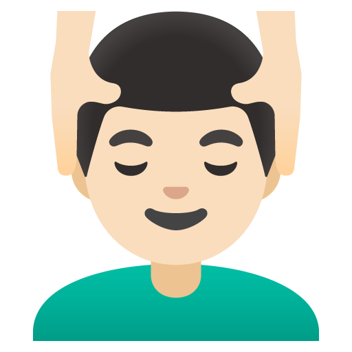 Google design of the man getting massage: light skin tone emoji verson:Noto Color Emoji 15.0