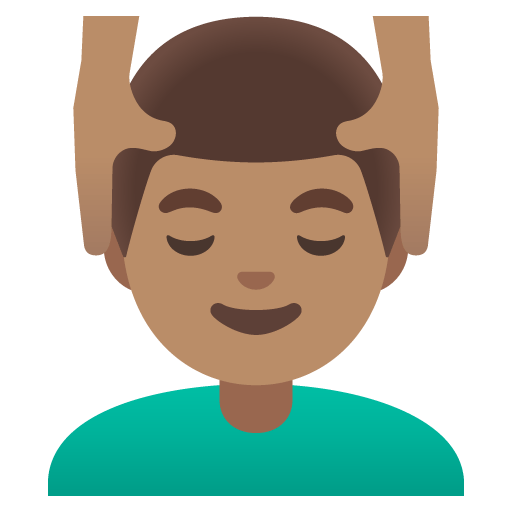 Google design of the man getting massage: medium skin tone emoji verson:Noto Color Emoji 15.0