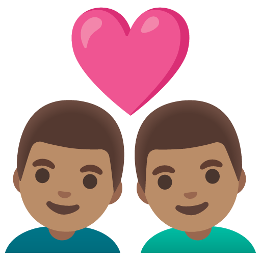 Google design of the couple with heart: man man medium skin tone emoji verson:Noto Color Emoji 15.0