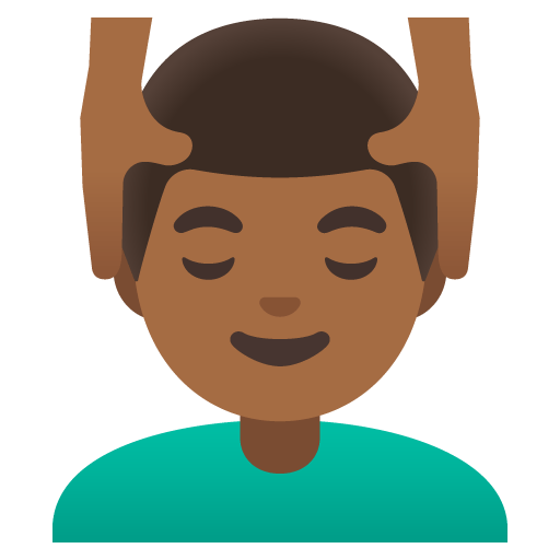 Google design of the man getting massage: medium-dark skin tone emoji verson:Noto Color Emoji 15.0