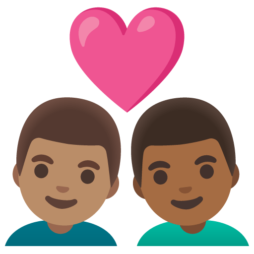 Google design of the couple with heart: man man medium skin tone medium-dark skin tone emoji verson:Noto Color Emoji 15.0