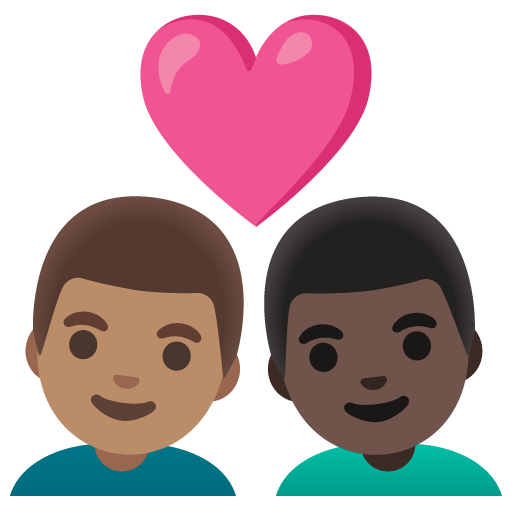 Google design of the couple with heart: man man medium skin tone dark skin tone emoji verson:Noto Color Emoji 15.0