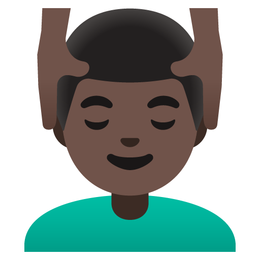 Google design of the man getting massage: dark skin tone emoji verson:Noto Color Emoji 15.0