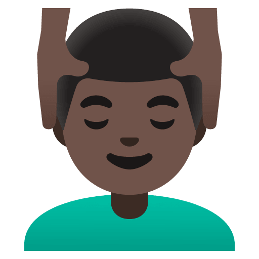 Google design of the man getting massage: dark skin tone emoji verson:Noto Color Emoji 15.0