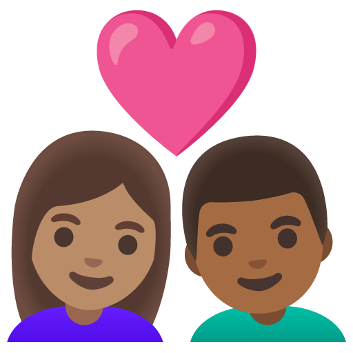 Google design of the couple with heart: woman man medium skin tone medium-dark skin tone emoji verson:Noto Color Emoji 15.0