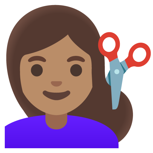 Google Google design of the woman getting haircut: medium skin tone emoji verson:Noto Color Emoji 15.0