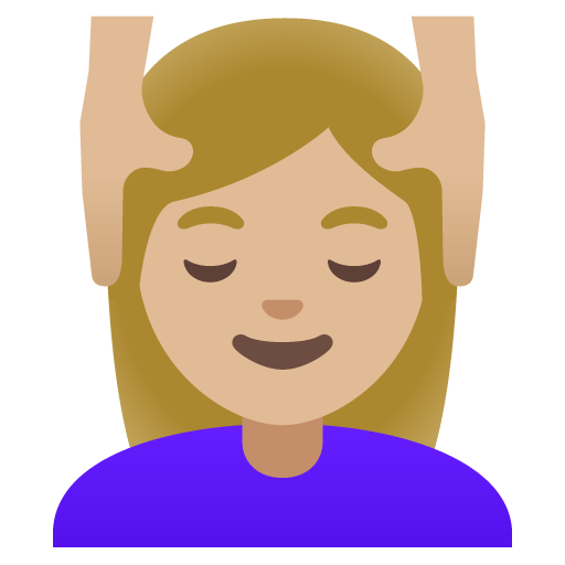 Google design of the woman getting massage: medium-light skin tone emoji verson:Noto Color Emoji 15.0