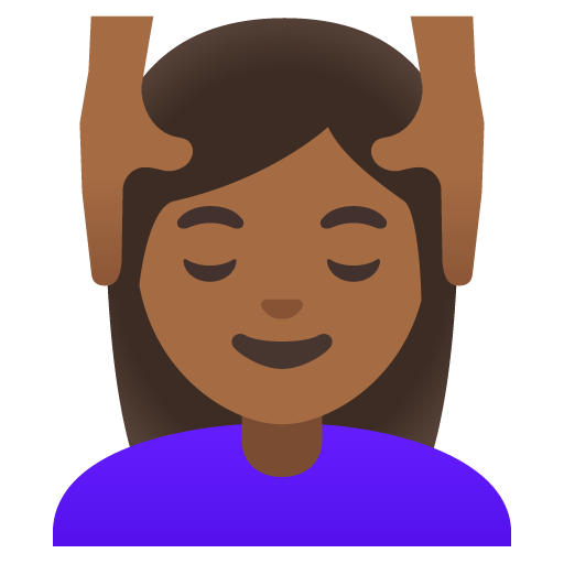 Google design of the woman getting massage: medium-dark skin tone emoji verson:Noto Color Emoji 15.0