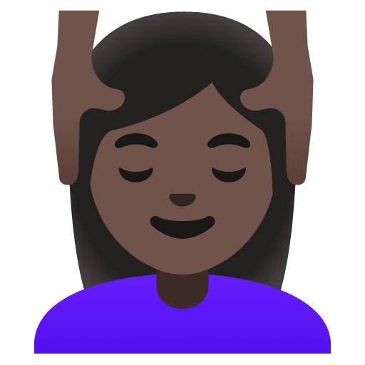 Google design of the woman getting massage: dark skin tone emoji verson:Noto Color Emoji 15.0