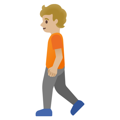 Google design of the person walking: medium-light skin tone emoji verson:Noto Color Emoji 15.0