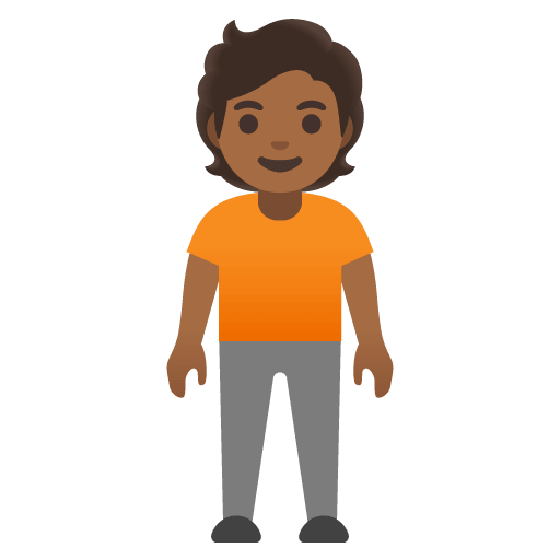 Google design of the person standing: medium-dark skin tone emoji verson:Noto Color Emoji 15.0