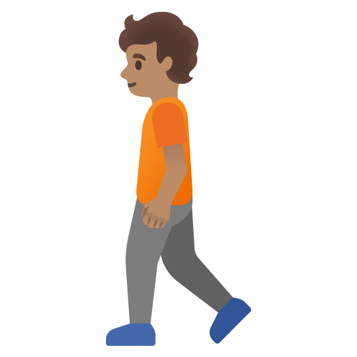 Google design of the person walking: medium skin tone emoji verson:Noto Color Emoji 15.0