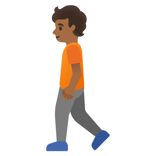Google design of the person walking: medium-dark skin tone emoji verson:Noto Color Emoji 15.0