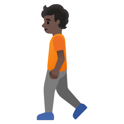 Google design of the person walking: dark skin tone emoji verson:Noto Color Emoji 15.0
