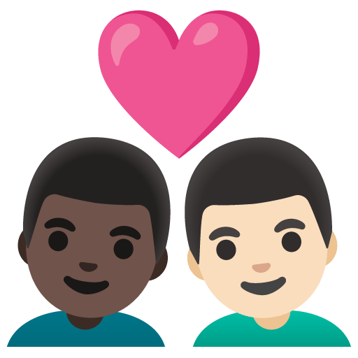 Google design of the couple with heart: man man dark skin tone light skin tone emoji verson:Noto Color Emoji 15.0