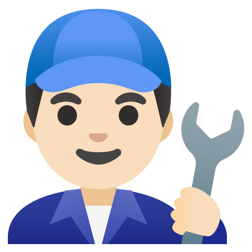 Google design of the man mechanic: light skin tone emoji verson:Noto Color Emoji 15.0