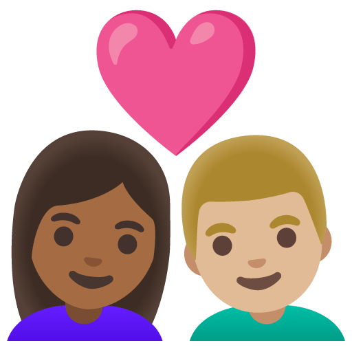 Google design of the couple with heart: woman man medium-dark skin tone medium-light skin tone emoji verson:Noto Color Emoji 15.0