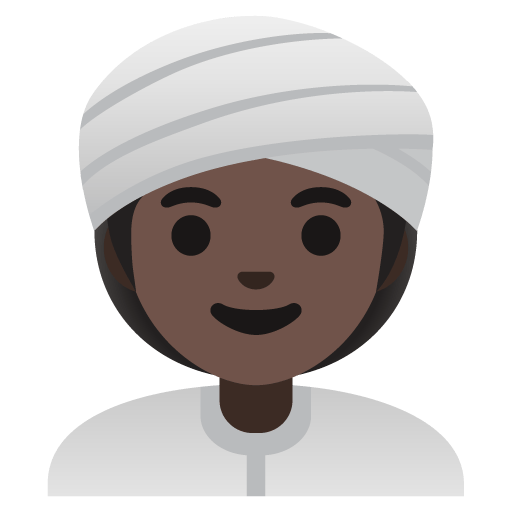 Google design of the woman wearing turban: dark skin tone emoji verson:Noto Color Emoji 15.0