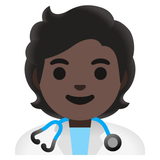 Google design of the health worker: dark skin tone emoji verson:Noto Color Emoji 15.0