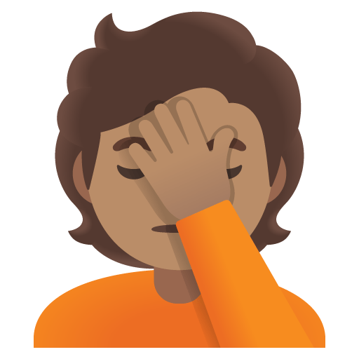 Google design of the person facepalming: medium skin tone emoji verson:Noto Color Emoji 15.0